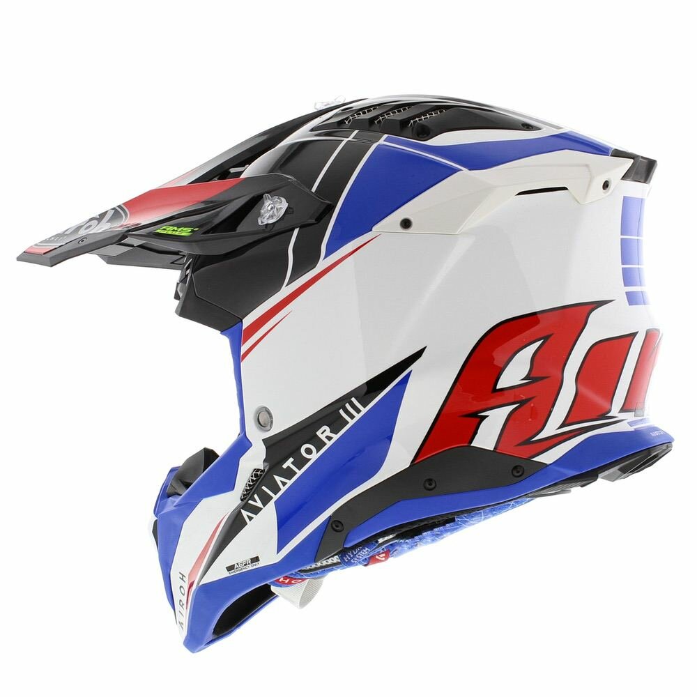 Airoh Helmet Aviator 3 AMS² Push gloss white blue red