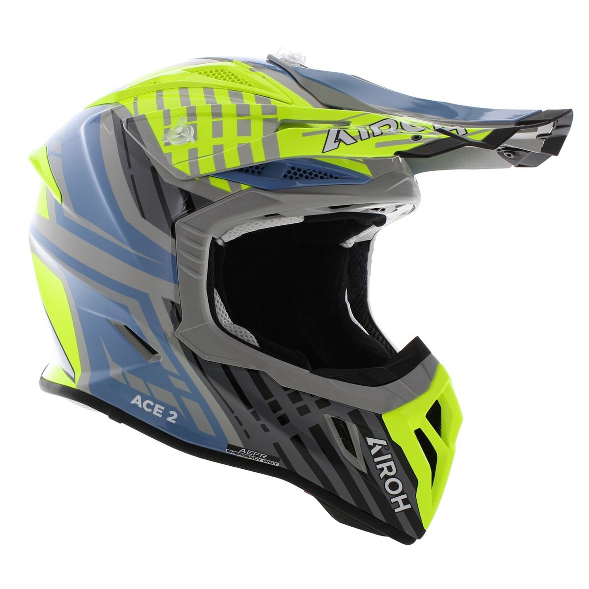 Airoh Aviator Ace 2 MX Helmet Proud - gloss yellow blue grey