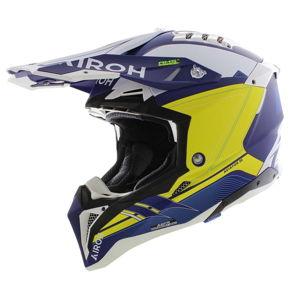 Airoh Helmet Aviator 3 AMS² Saber matt blue white yellow