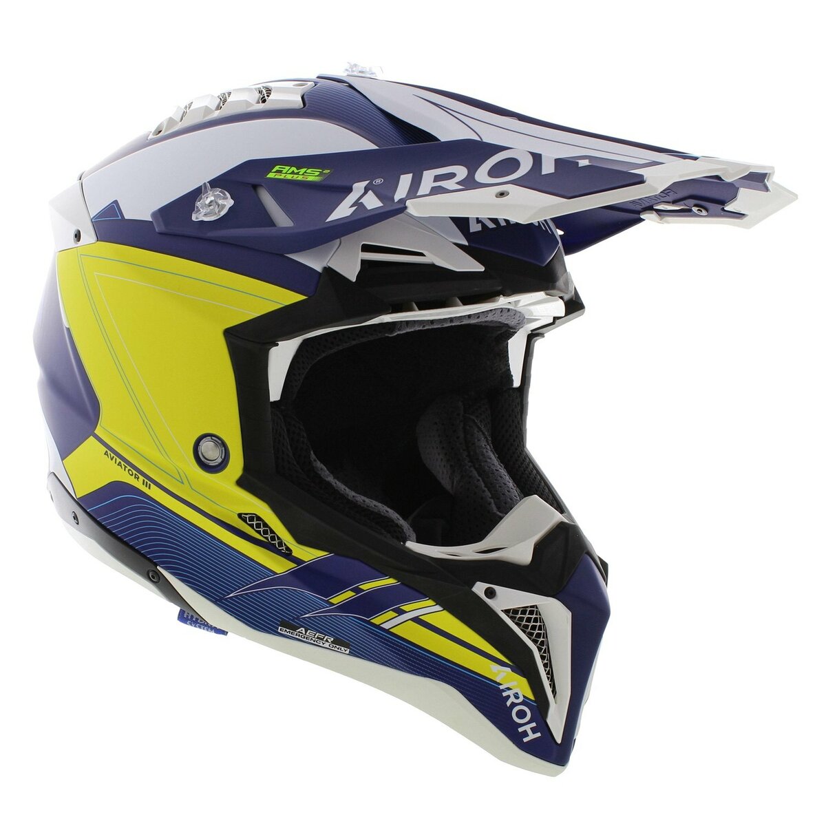 Airoh Helmet Aviator 3 AMS² Saber matt blue white yellow