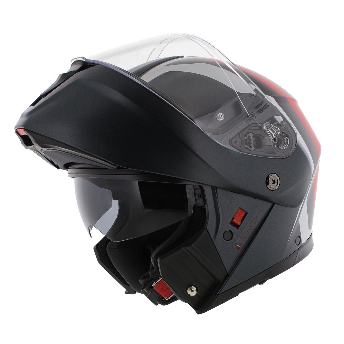 AGV Streetmodular Resia matt grey silver red motorcycle helmet