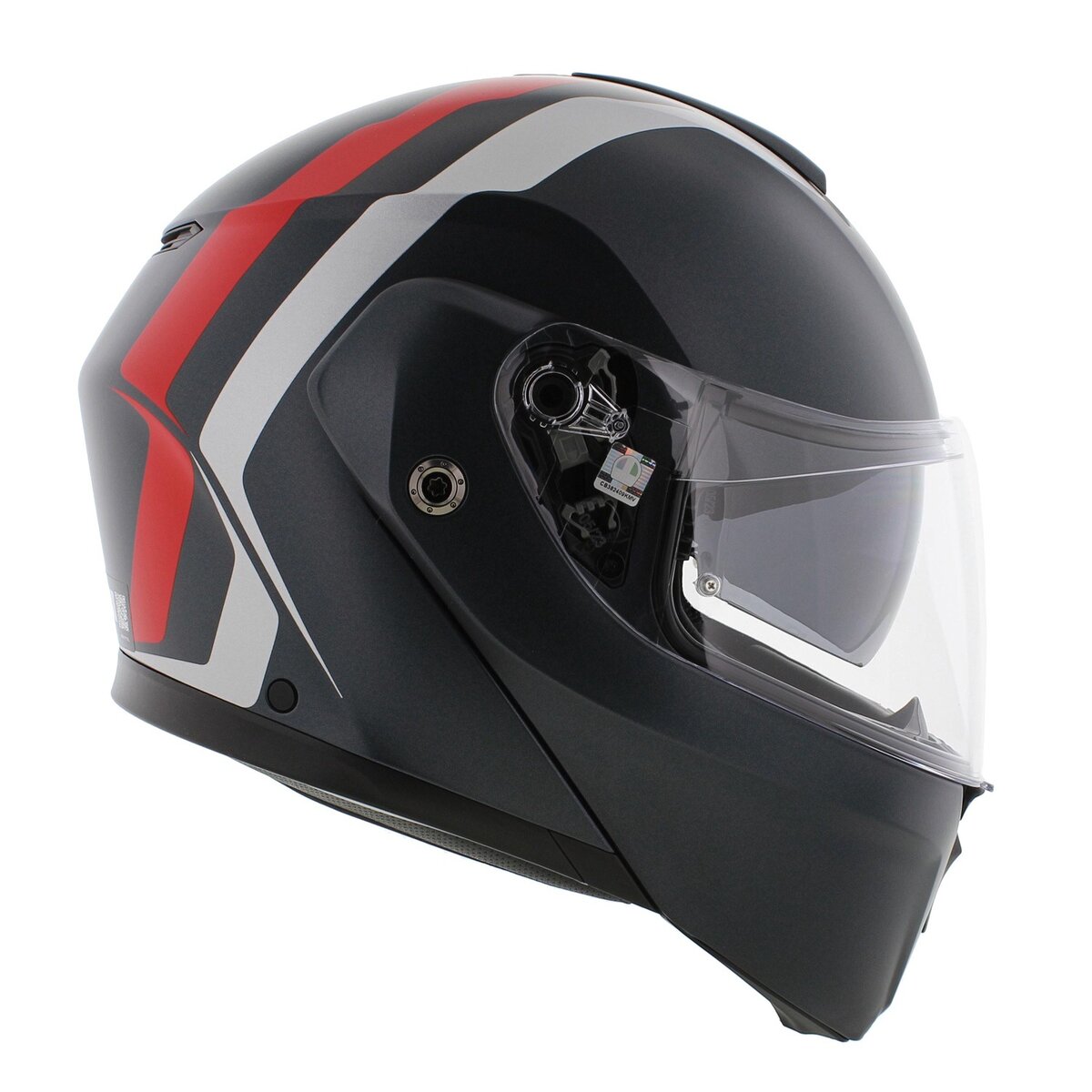 AGV Streetmodular Resia matt grey silver red motorcycle helmet