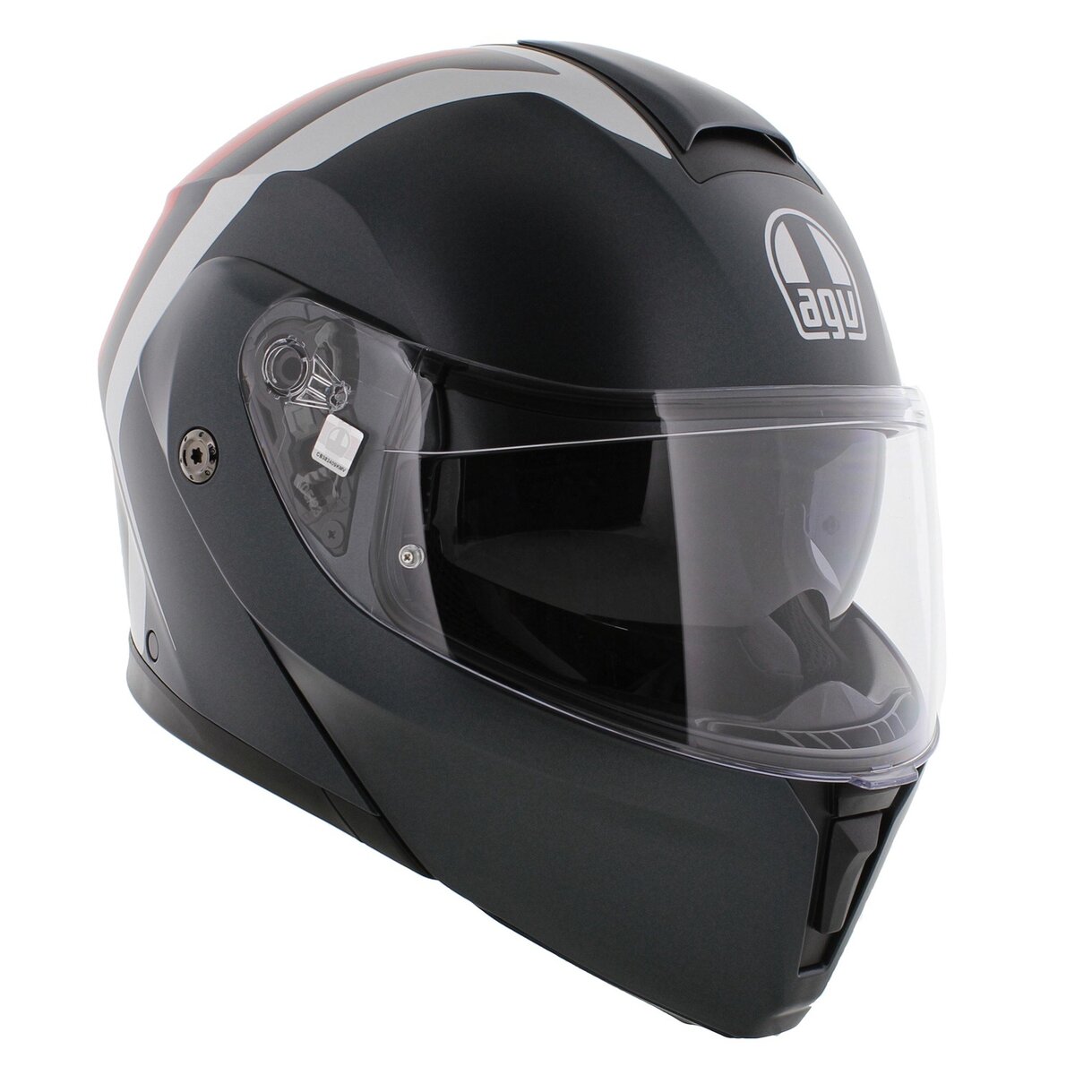AGV Streetmodular Resia matt grey silver red motorcycle helmet