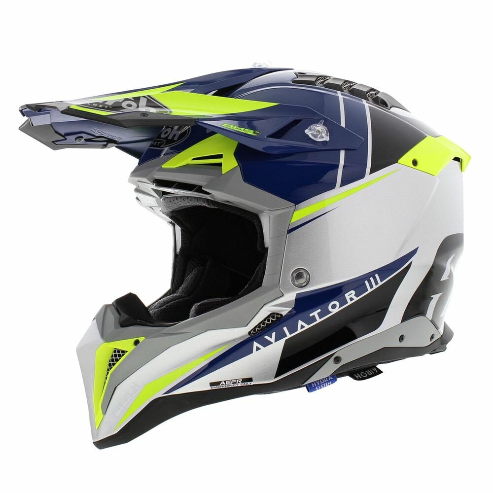 Airoh Helmet Aviator 3 AMS² Push gloss blue grey yellow