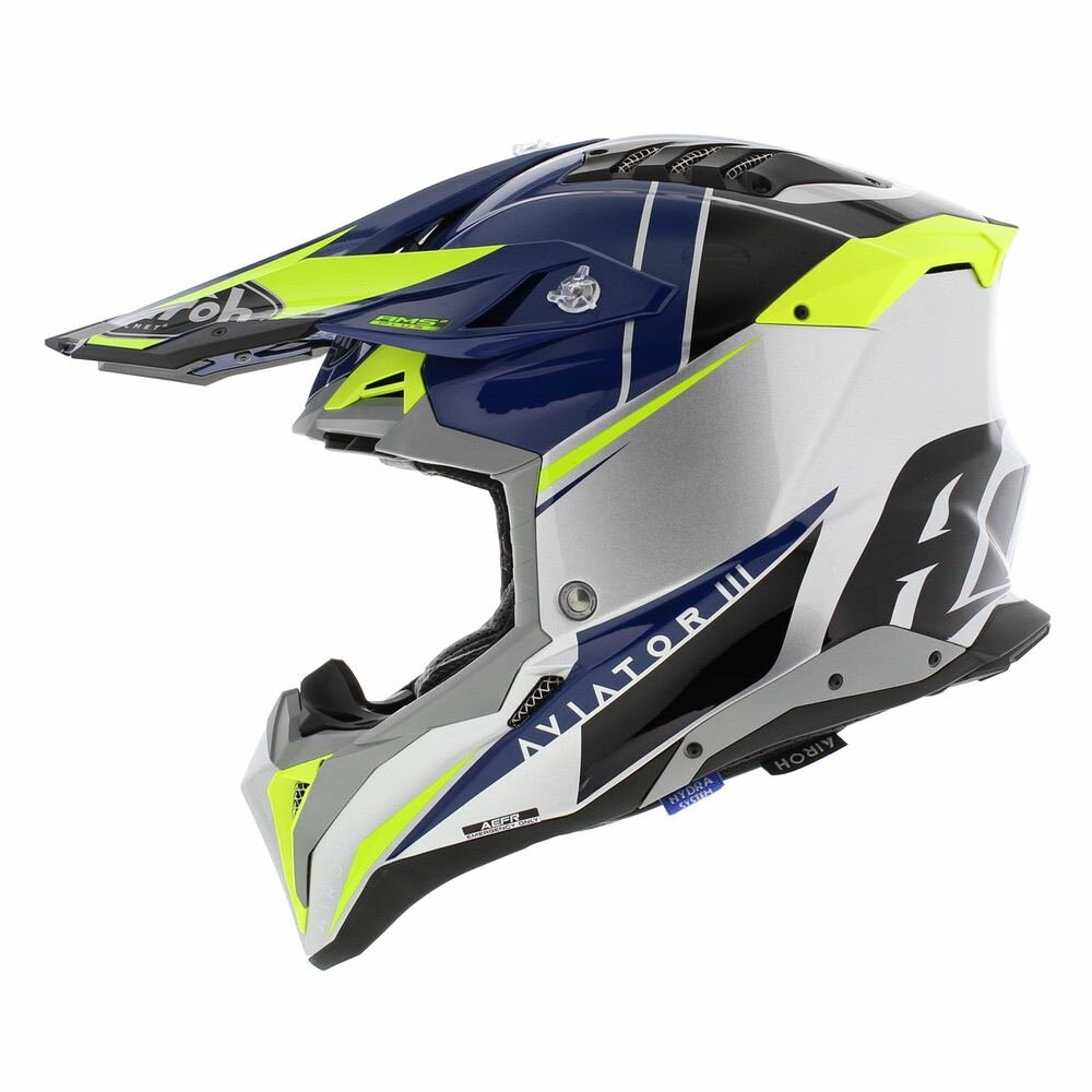 Airoh Helmet Aviator 3 AMS² Push gloss blue grey yellow