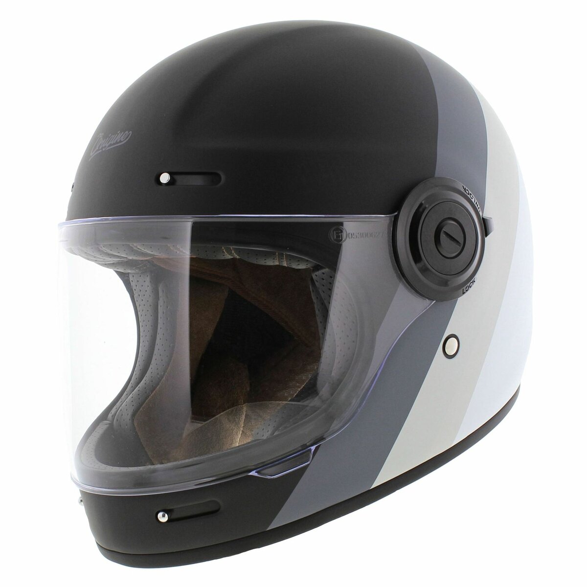 Origine Vega Vintage Full face motorcycle helmet - Primitive matt black grey white