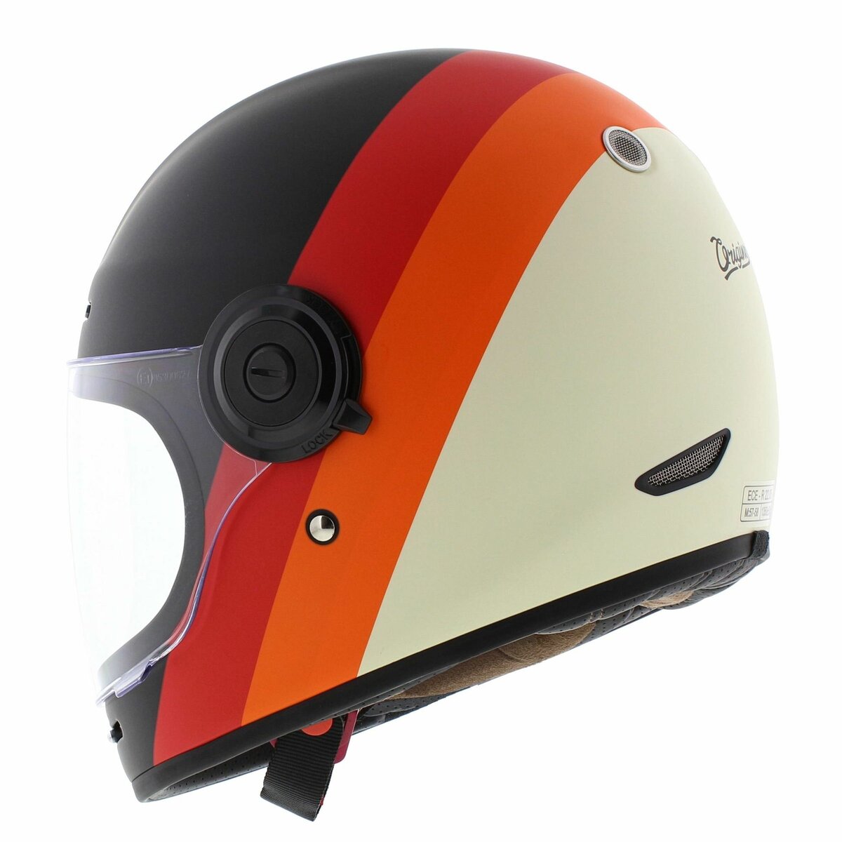 Origine Vega Vintage Full face motorcycle helmet - Primitive matt black red beige