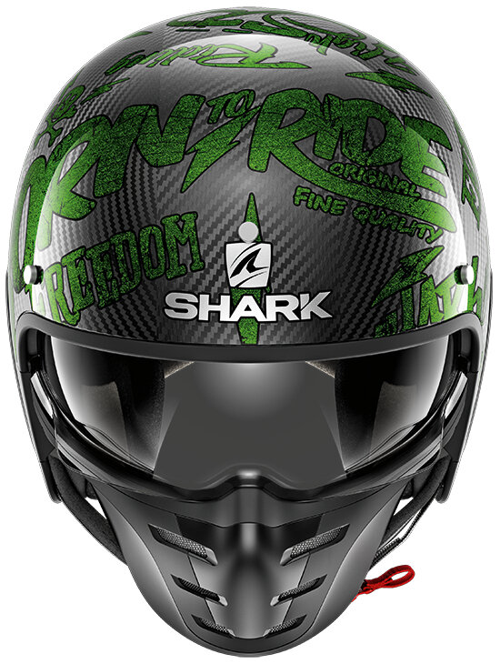 Shark S-Drak Carbon Helmet Freestyle Cup gloss carbon black green DGG