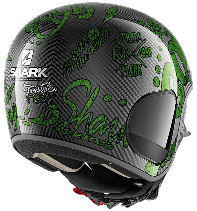 Shark S-Drak Carbon Helmet Freestyle Cup gloss carbon black green DGG