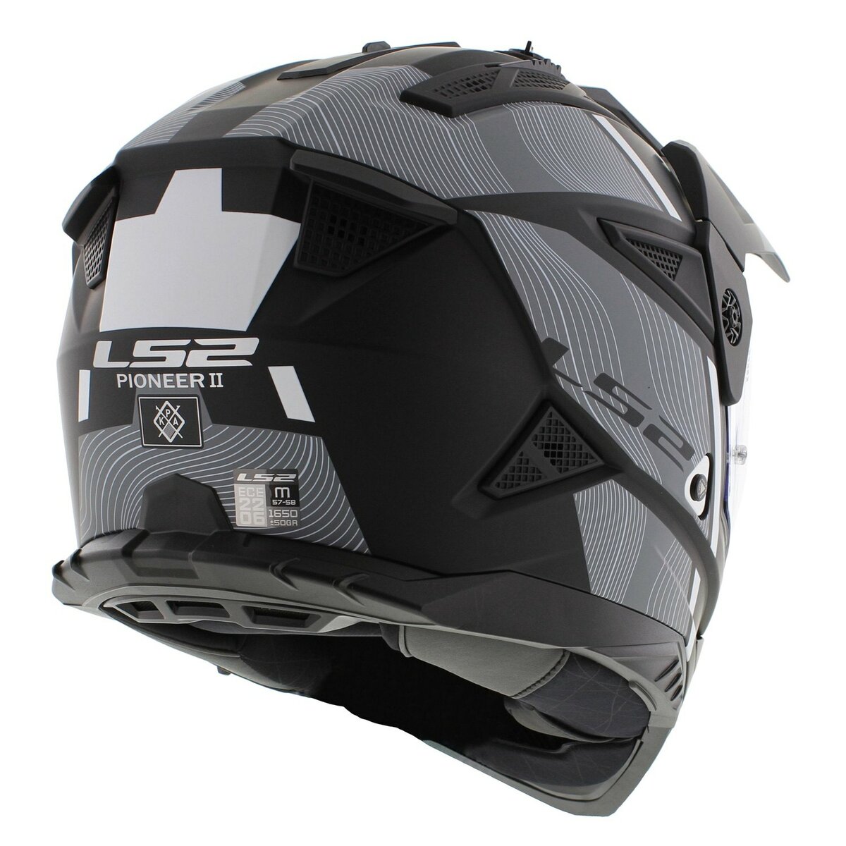 LS2 MX702 Pioneer II adventure helmet Hill matt black white