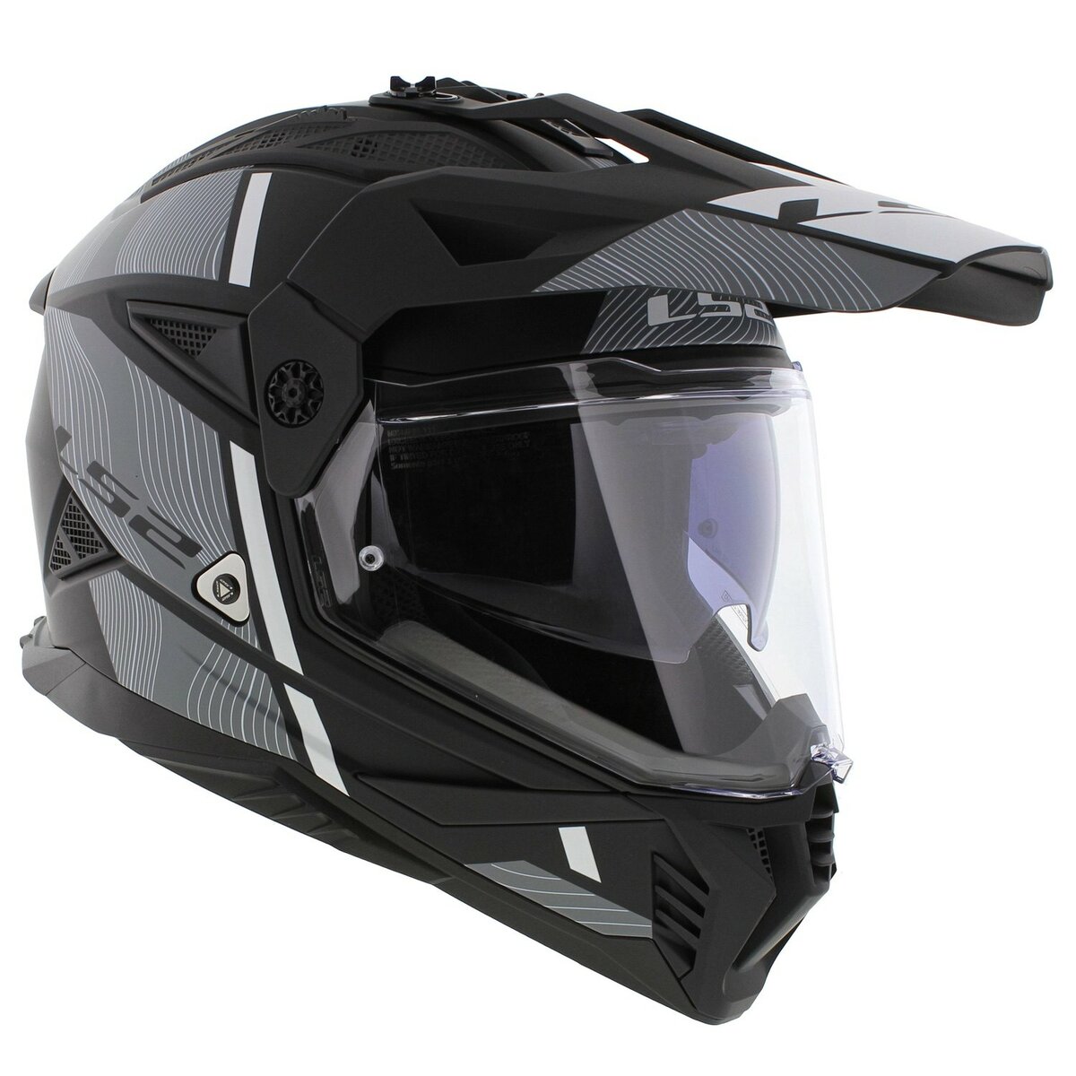 LS2 MX702 Pioneer II adventure helmet Hill matt black white