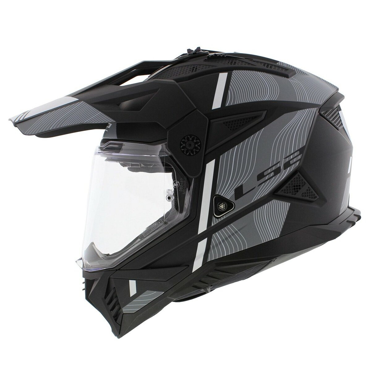 LS2 MX702 Pioneer II adventure helmet Hill matt black white