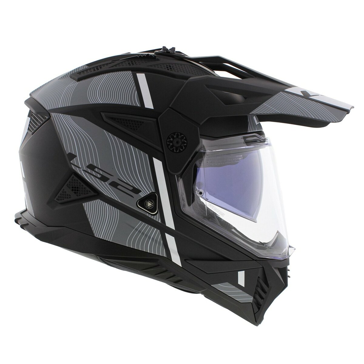 LS2 MX702 Pioneer II adventure helmet Hill matt black white