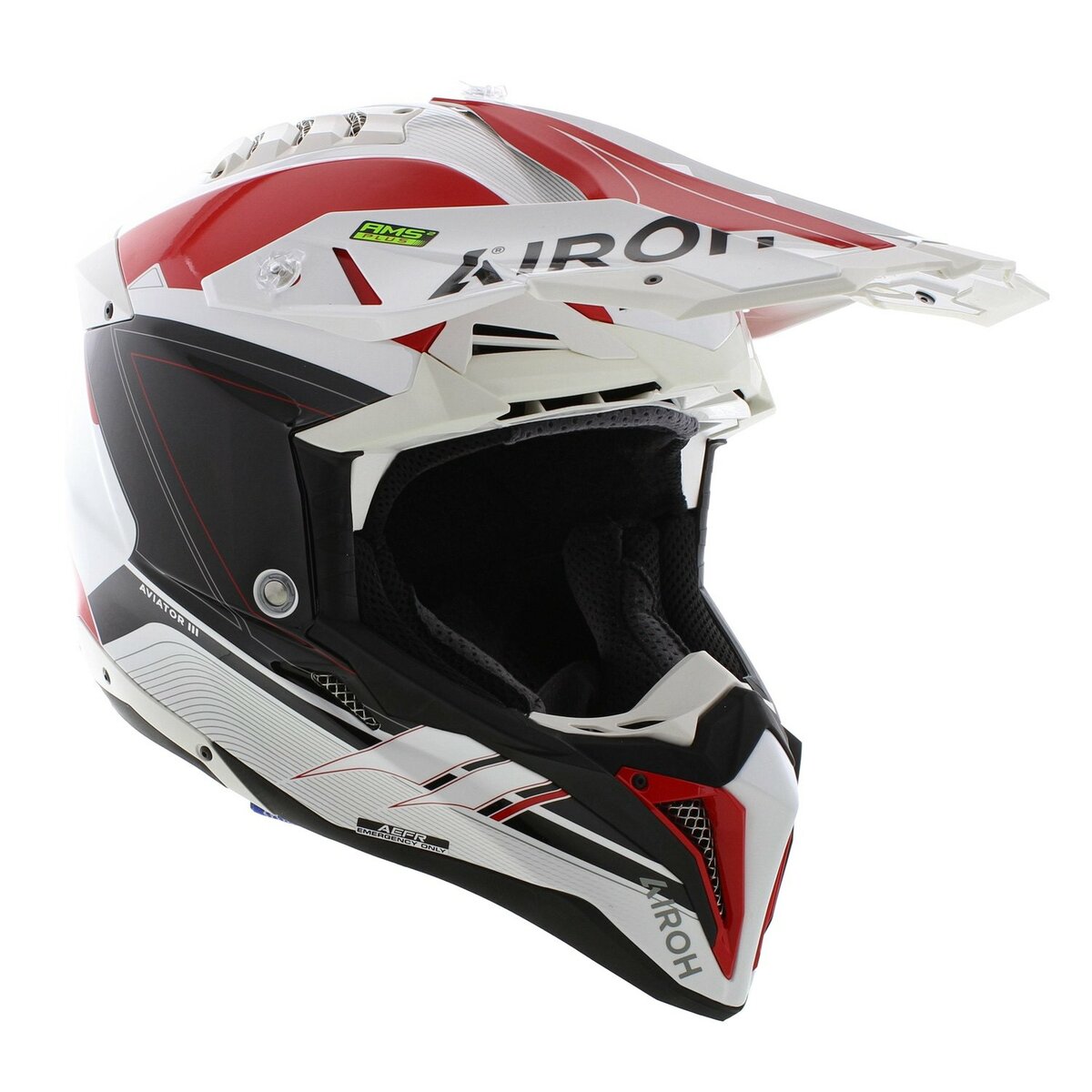 Airoh Helmet Aviator 3 AMS² Saber gloss red white black