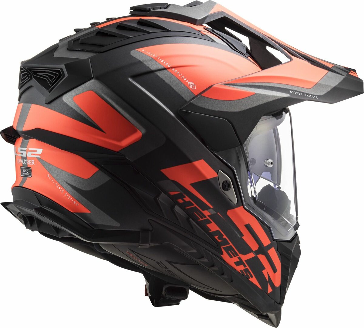 LS2 MX701 Explorer Alter matt black orange - Adventure helmet motorcycle