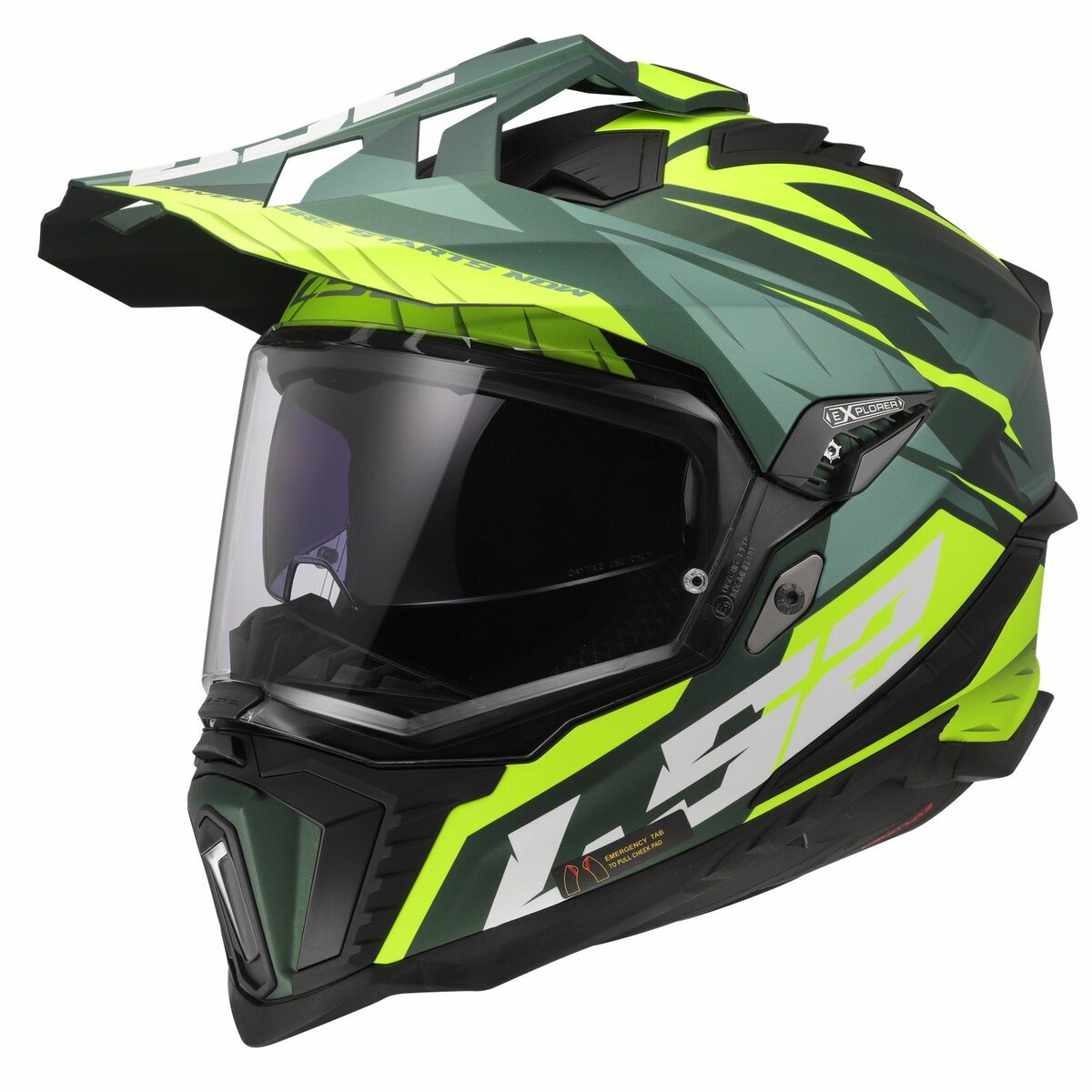 LS2 MX701 Explorer Spire green yellow - Adventure helmet motorcycle