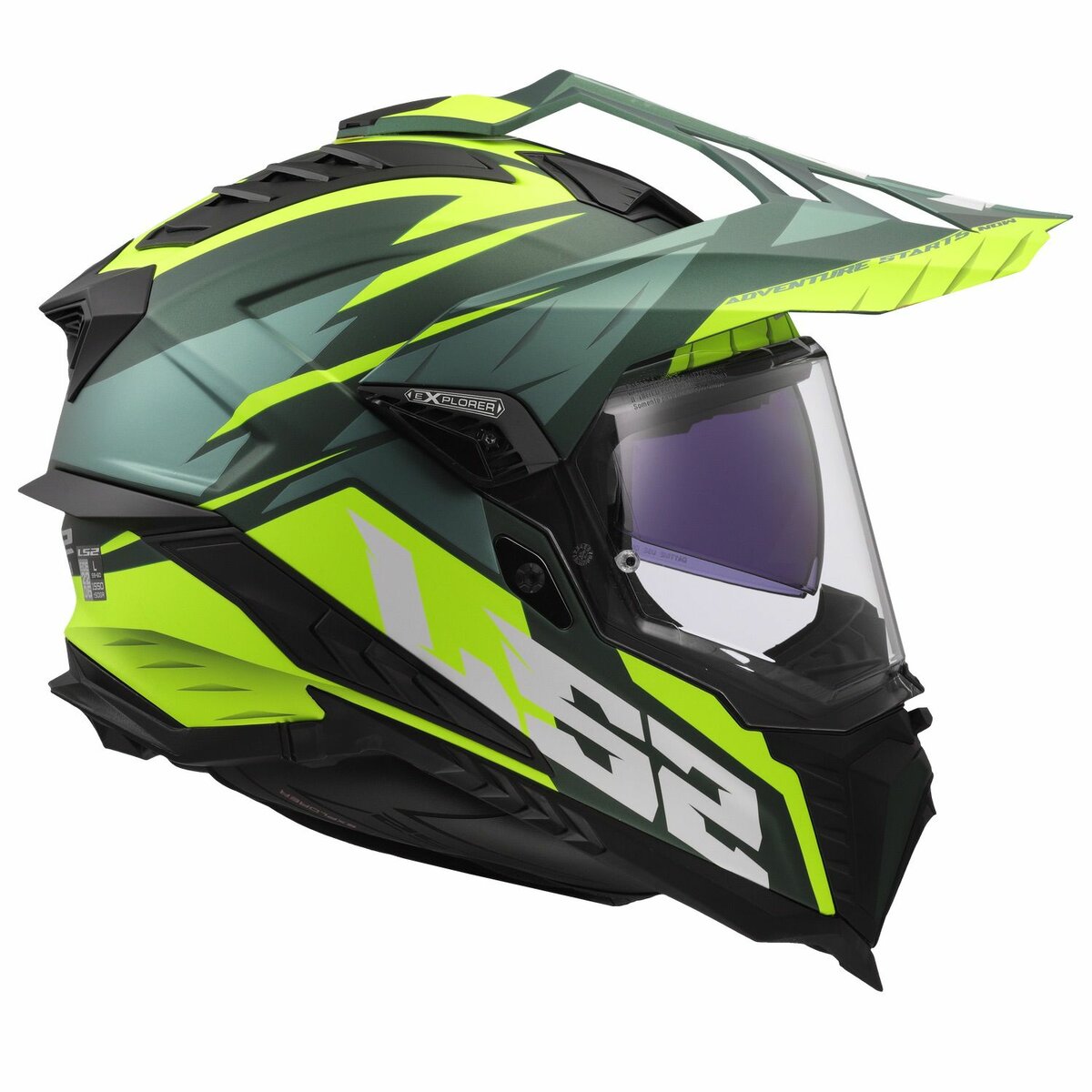 LS2 MX701 Explorer Spire green yellow - Adventure helmet motorcycle