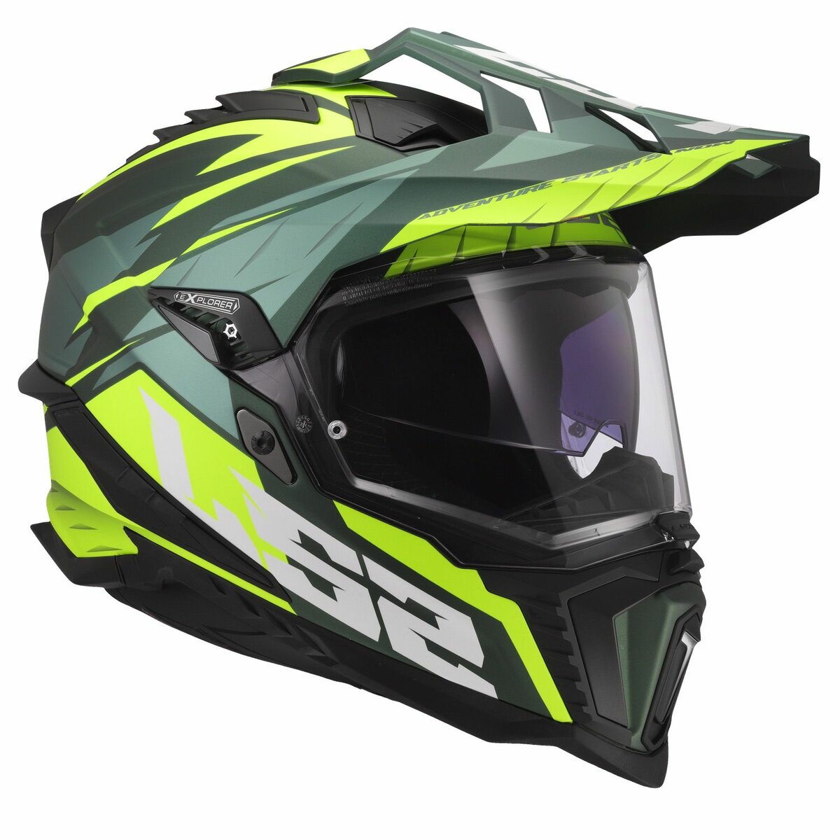 LS2 MX701 Explorer Spire green yellow - Adventure helmet motorcycle
