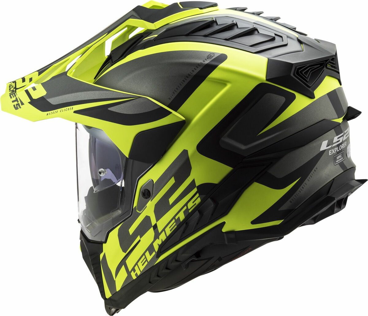 LS2 MX701 Explorer Alter matt black yellow - Adventure helmet motorcycle