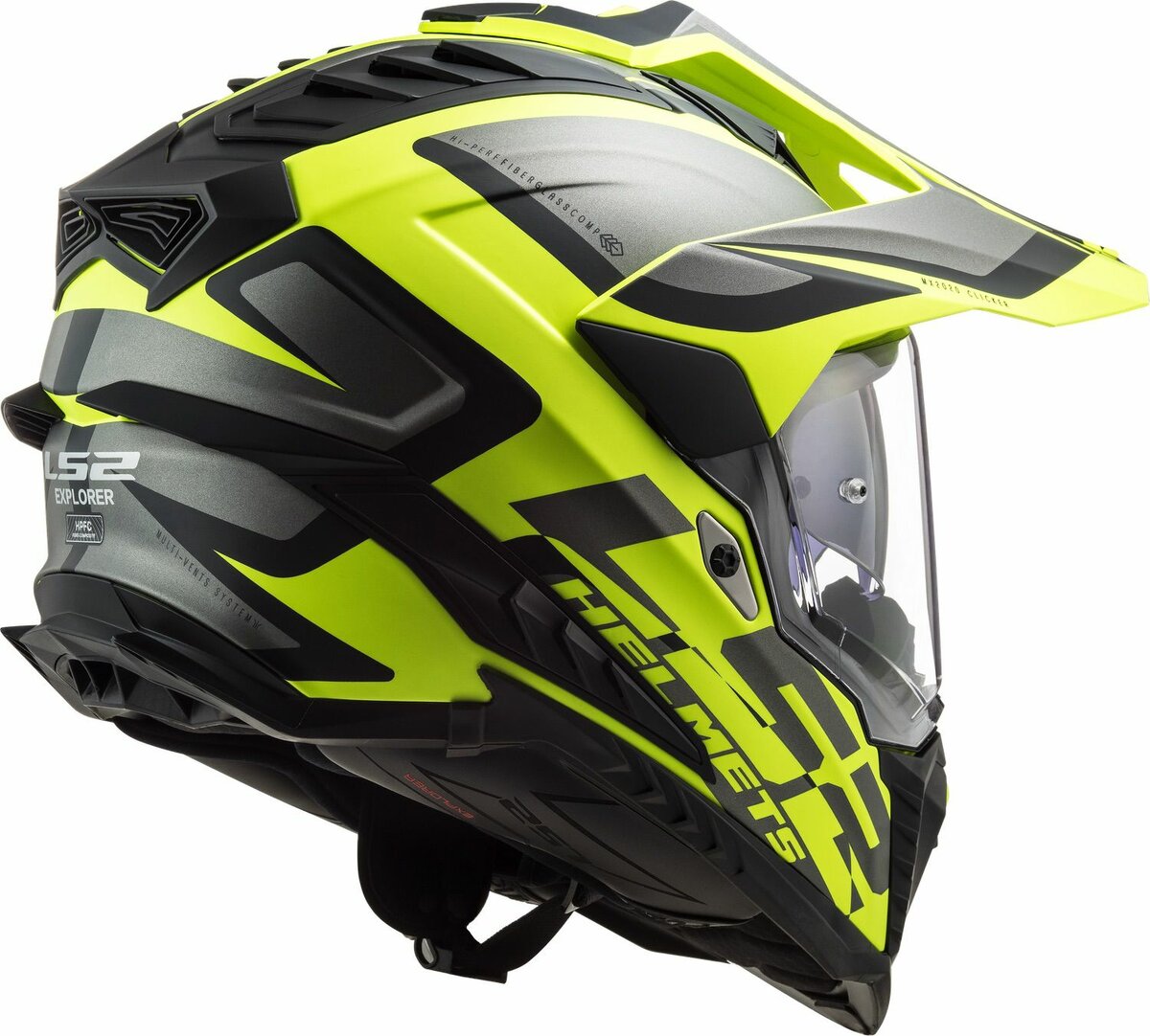 LS2 MX701 Explorer Alter matt black yellow - Adventure helmet motorcycle