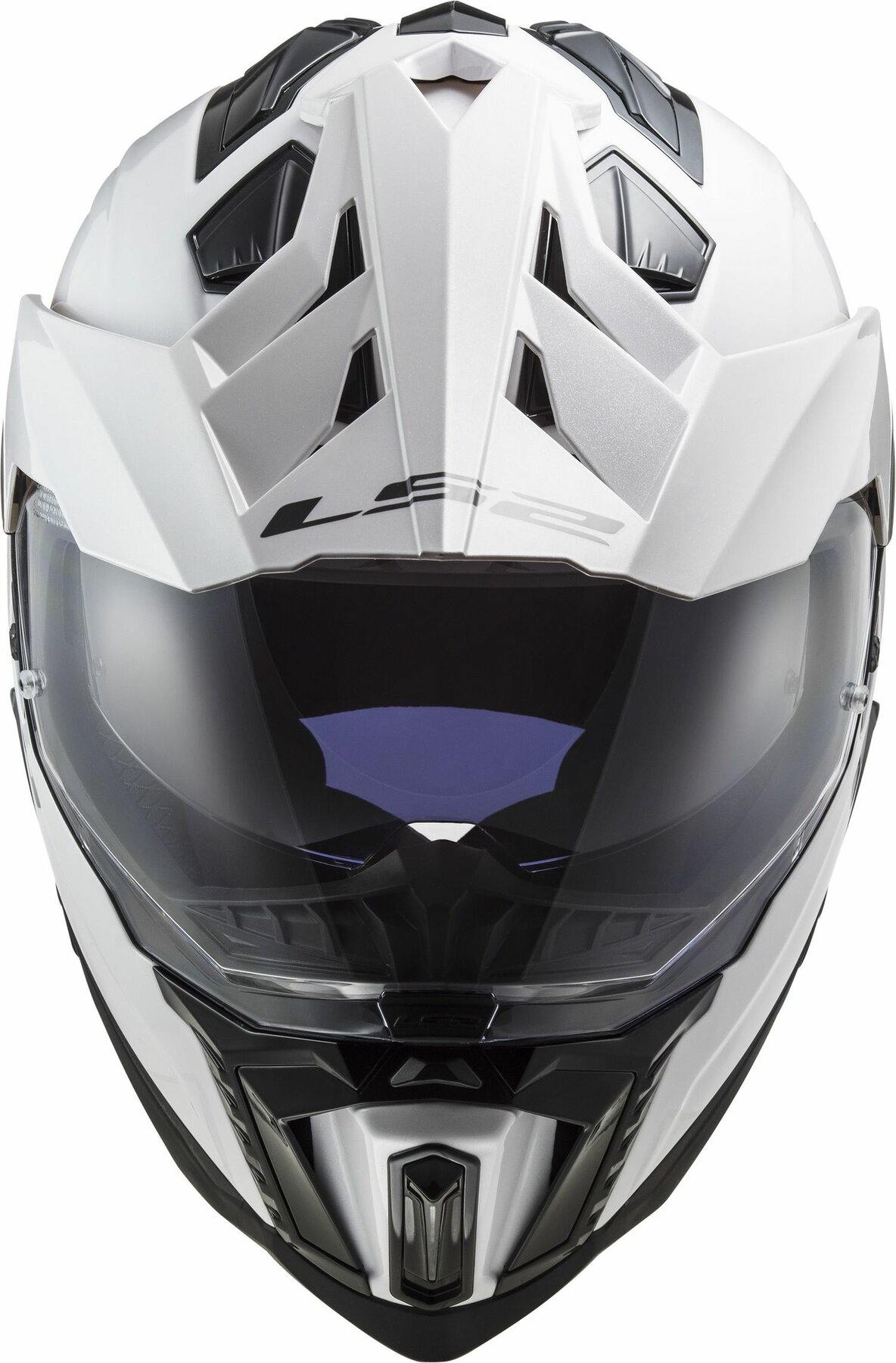 LS2 MX701 Explorer solid gloss white - Adventure helmet motorcycle