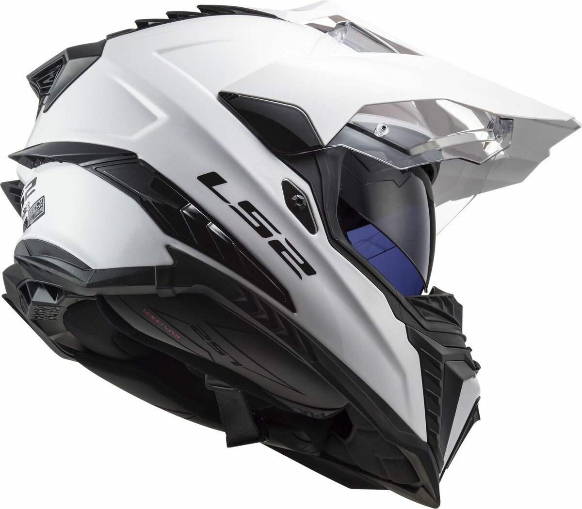 LS2 MX701 Explorer solid gloss white - Adventure helmet motorcycle