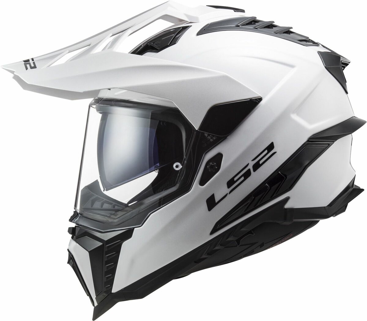 LS2 MX701 Explorer solid gloss white - Adventure helmet motorcycle