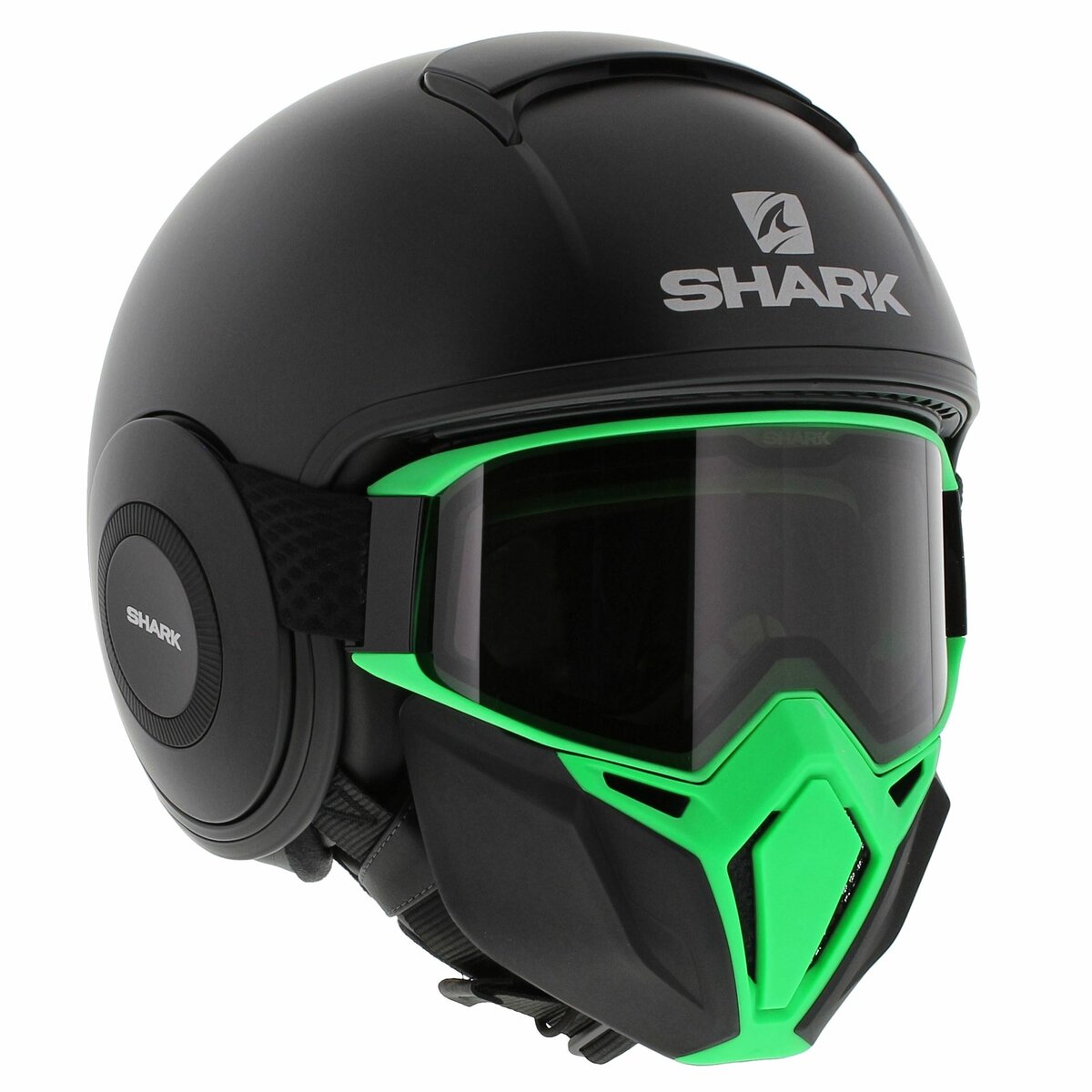 Shark Street Drak matt black green - Special Edition free Anthracite Mask