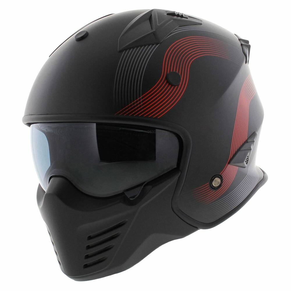 Vito Jet Bruzano helmet matt black red