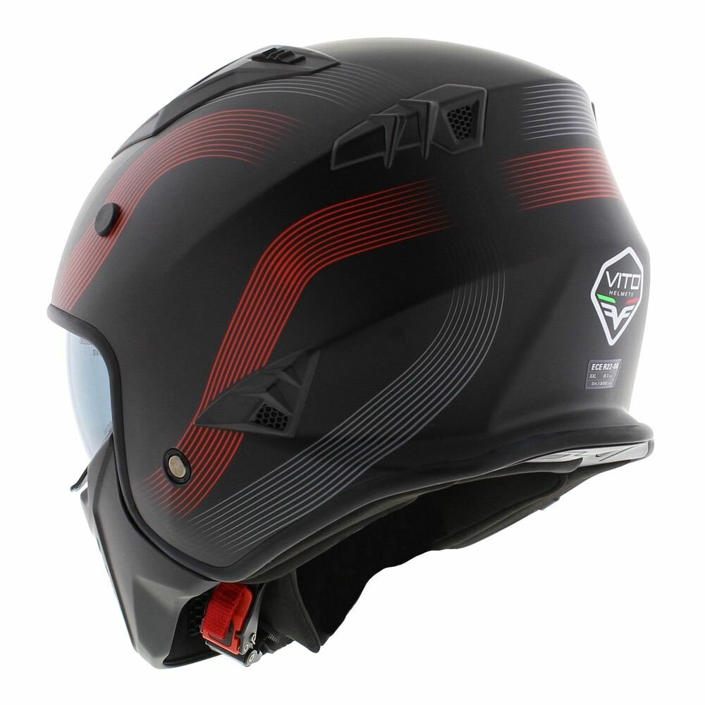 Vito Jet Bruzano helmet matt black red