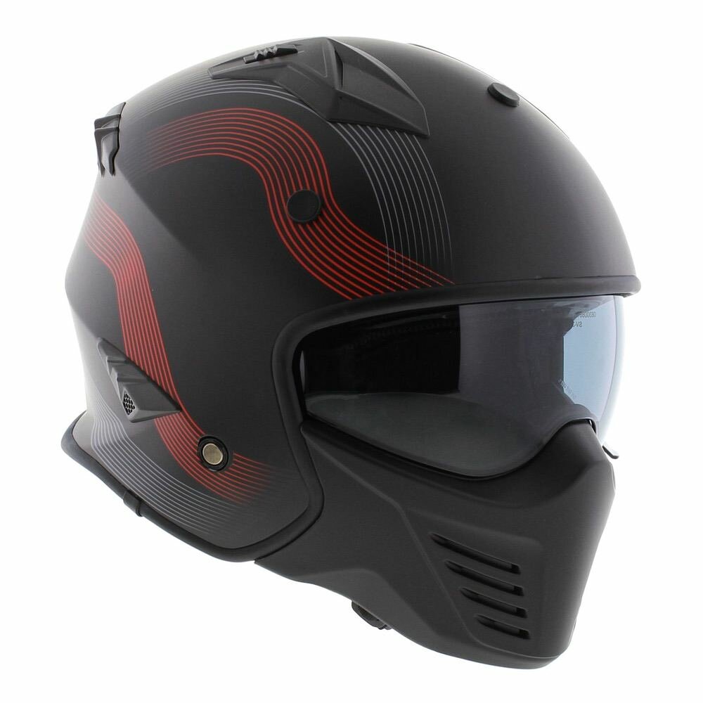Vito Jet Bruzano helmet matt black red
