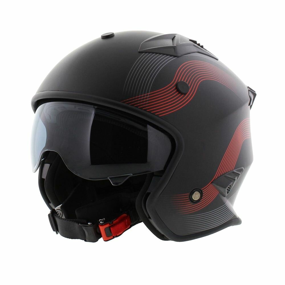 Vito Jet Bruzano helmet matt black red