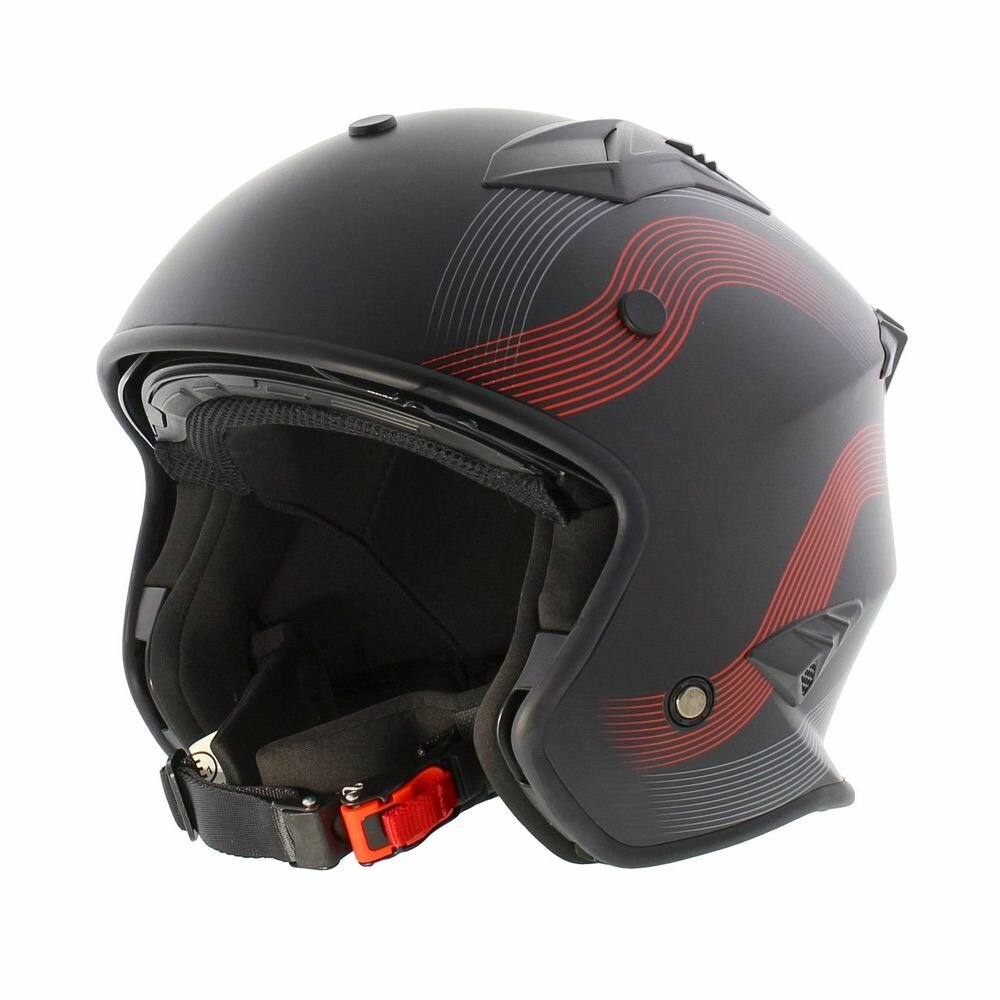 Vito Jet Bruzano helmet matt black red