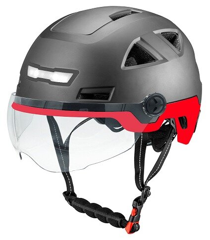 Vito E-Light helmet with visor gloss black red for E-bike / Speed Pedelec