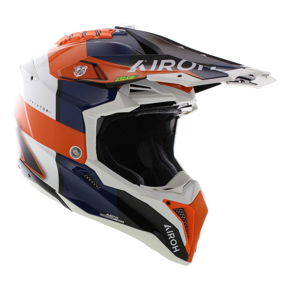Airoh MX Helmet Aviator 3 AMS² Monarch gloss blue white orange