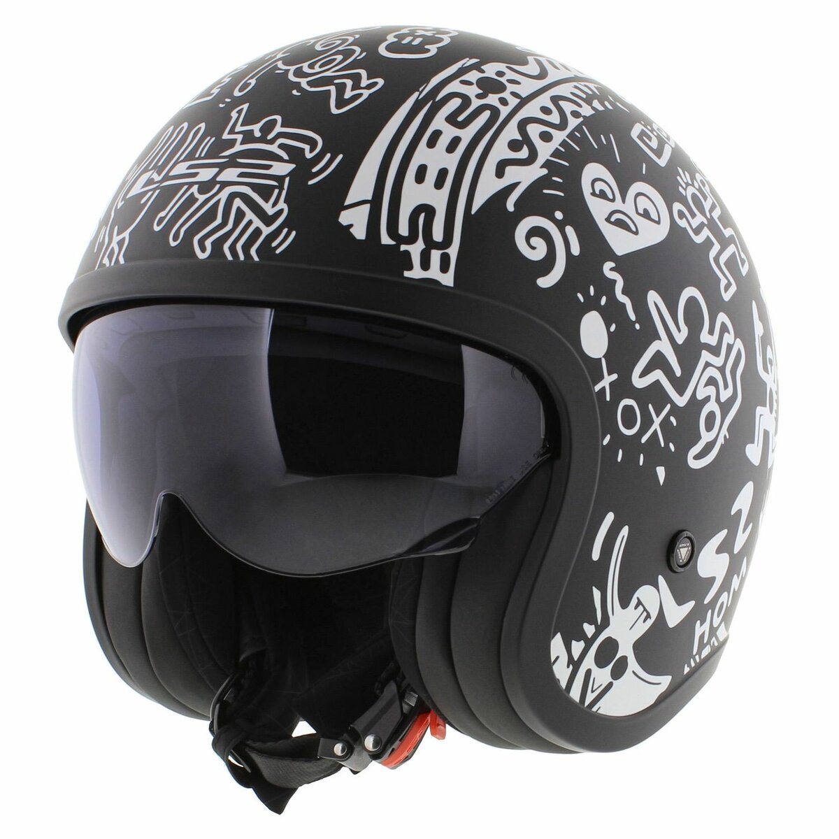 LS2 OF599 Spitfire II Tribal matt black white - Open Face helmet motorcycle scooter