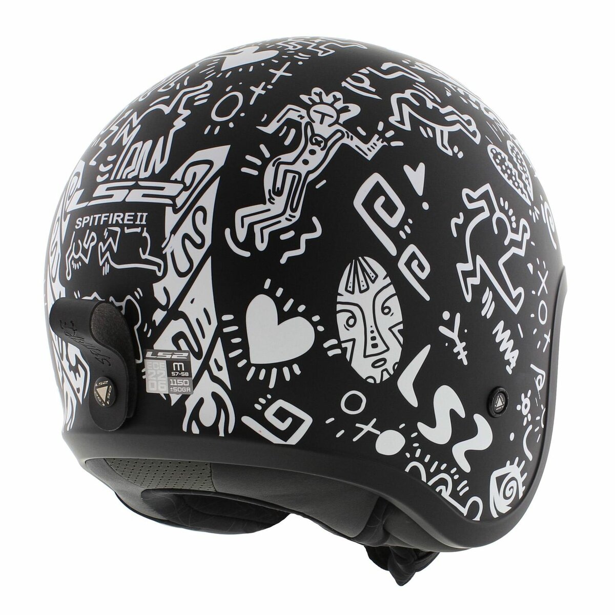 LS2 OF599 Spitfire II Tribal matt black white - Open Face helmet motorcycle scooter