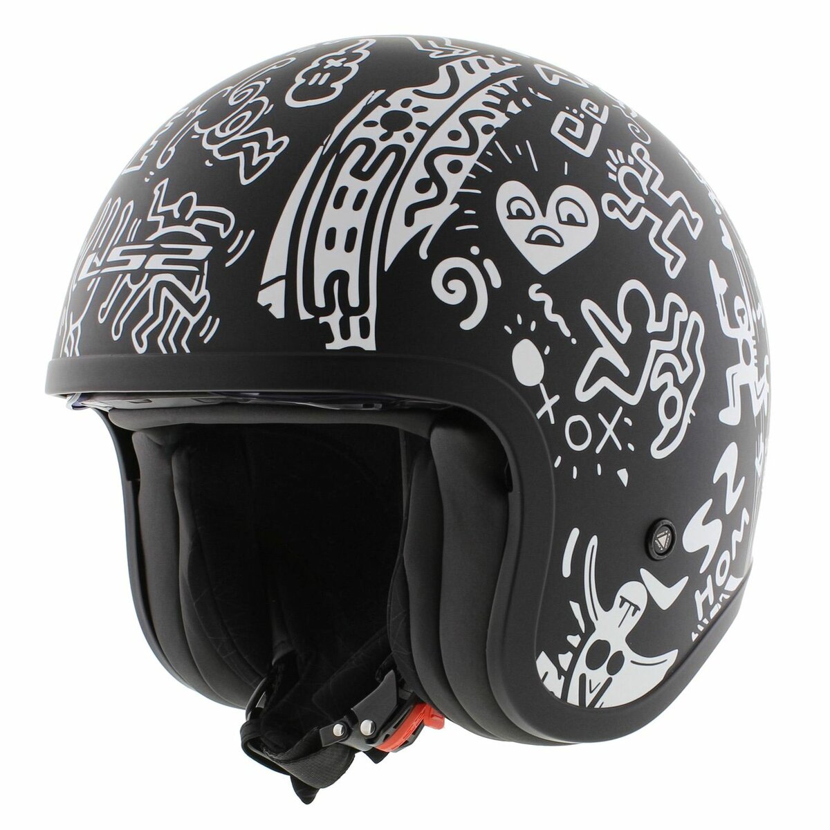 LS2 OF599 Spitfire II Tribal matt black white - Open Face helmet motorcycle scooter