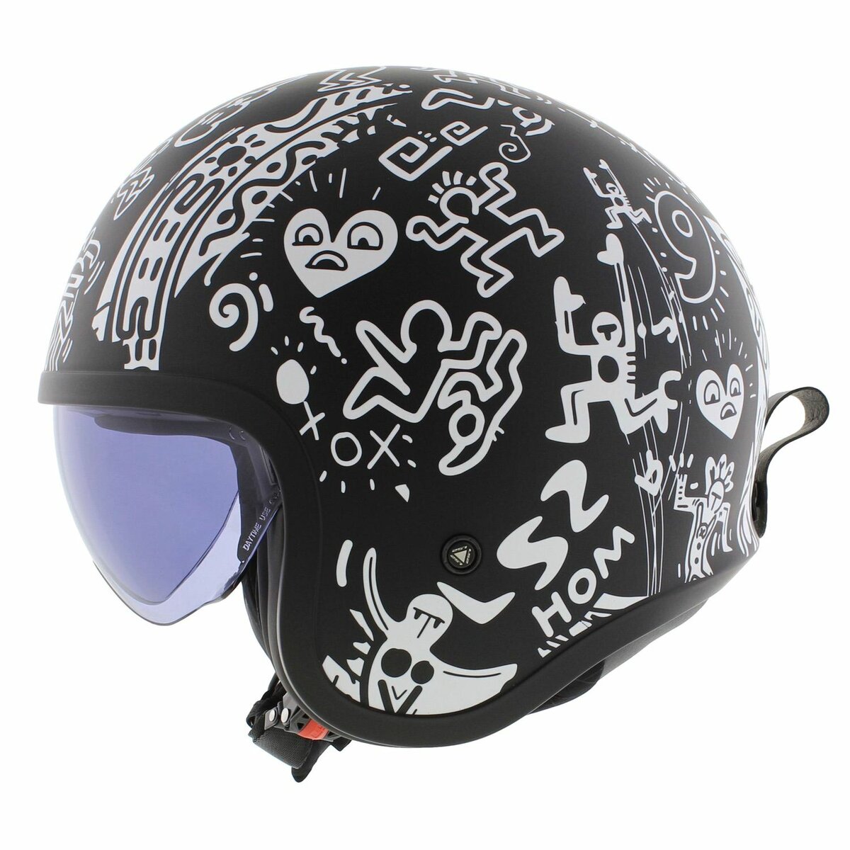 LS2 OF599 Spitfire II Tribal matt black white - Open Face helmet motorcycle scooter