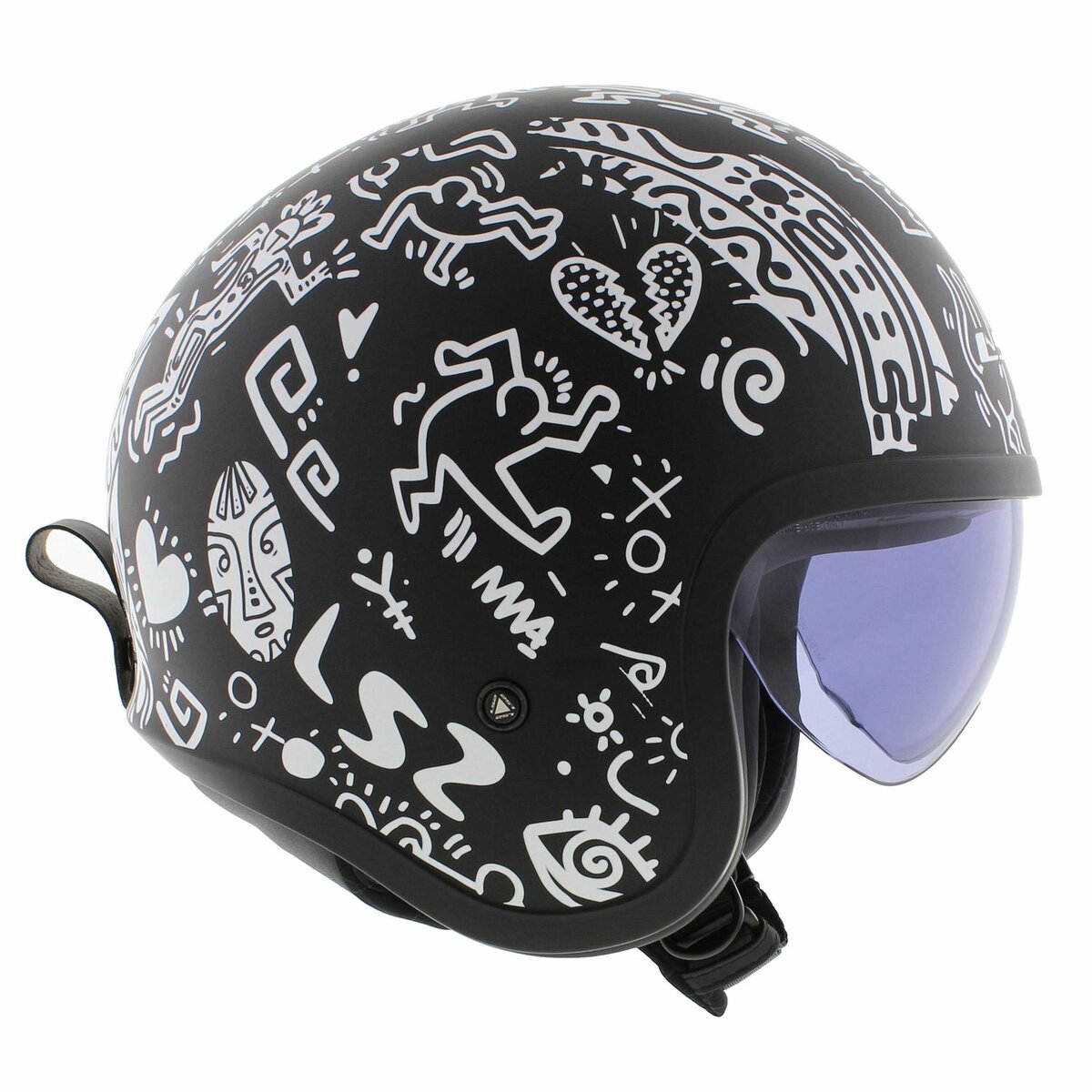LS2 OF599 Spitfire II Tribal matt black white - Open Face helmet motorcycle scooter