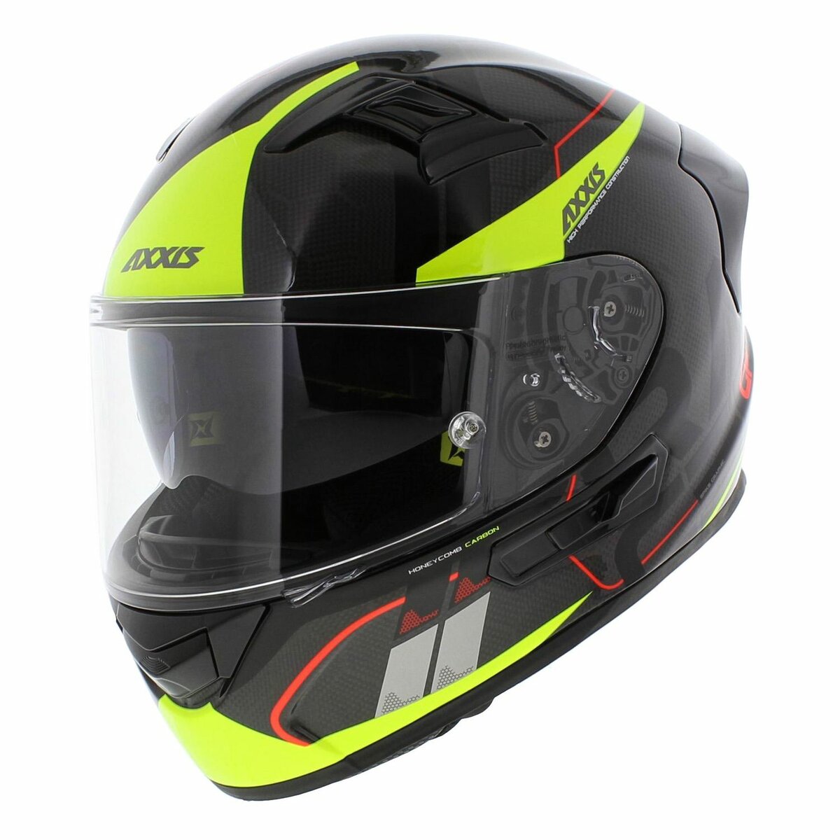 Axxis Racer GP SV Full Face Helmet Carbon Spike A3 - Gloss Black Fluo Yellow