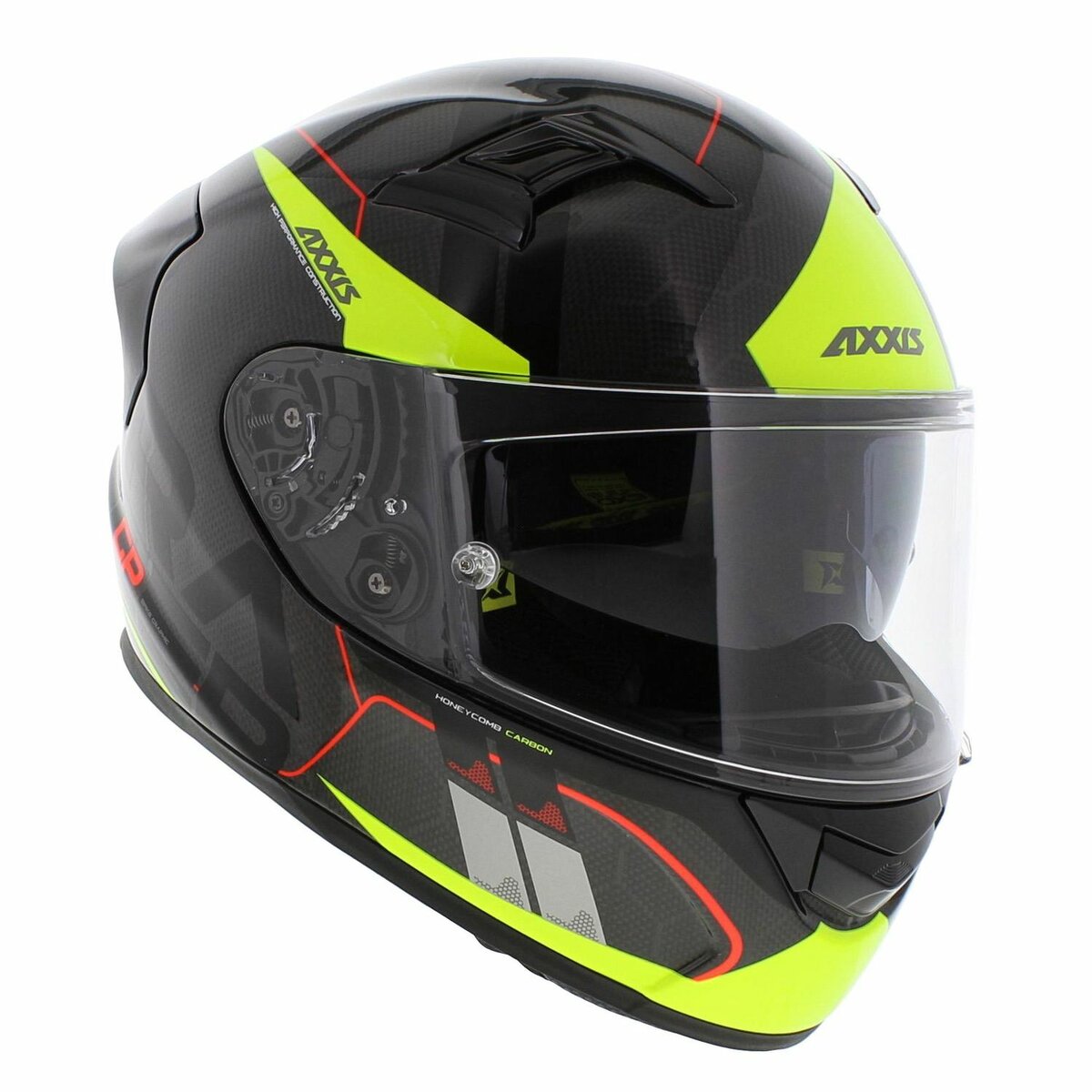 Axxis Racer GP SV Full Face Helmet Carbon Spike A3 - Gloss Black Fluo Yellow