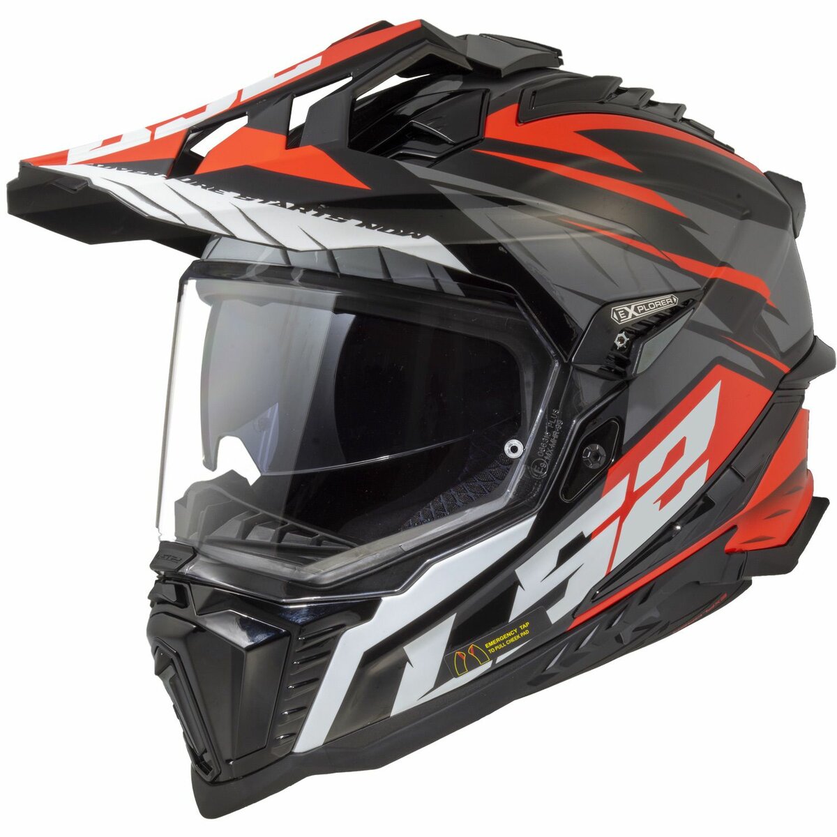 LS2 MX701 Explorer Spire black titanium red - Adventure helmet motorcycle