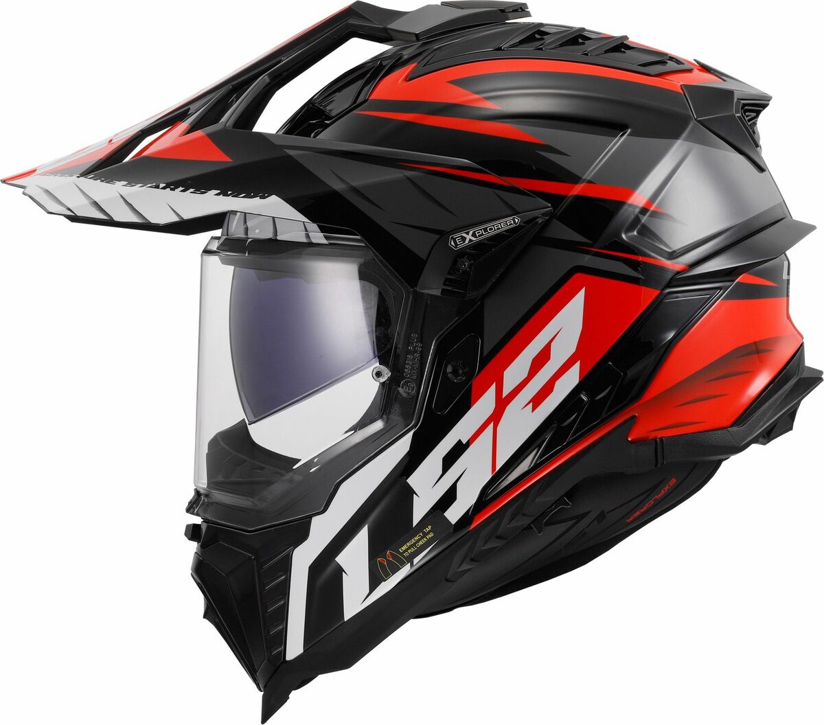 LS2 MX701 Explorer Spire black titanium red - Adventure helmet motorcycle