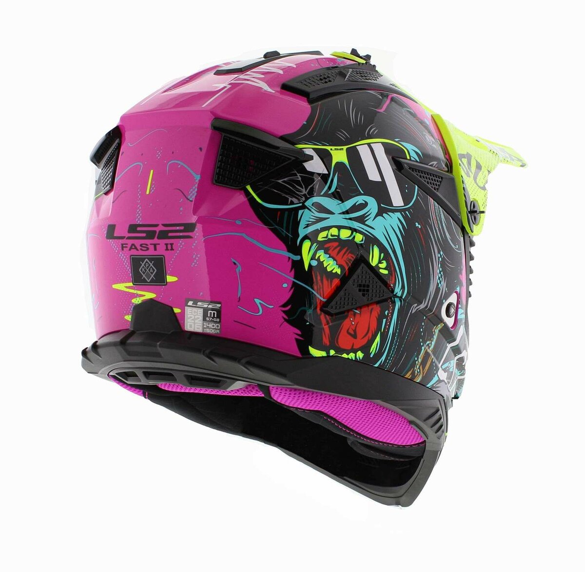 LS2 MX708 Fast II helmet Gorilla gloss purple hv yellow