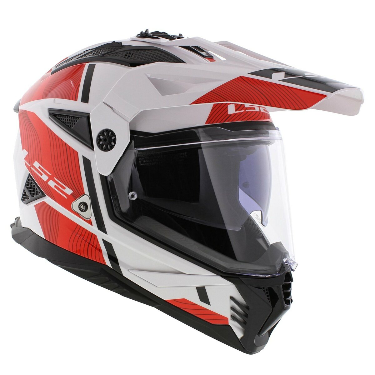 LS2 MX702 Pioneer II adventure helmet Hill gloss white red