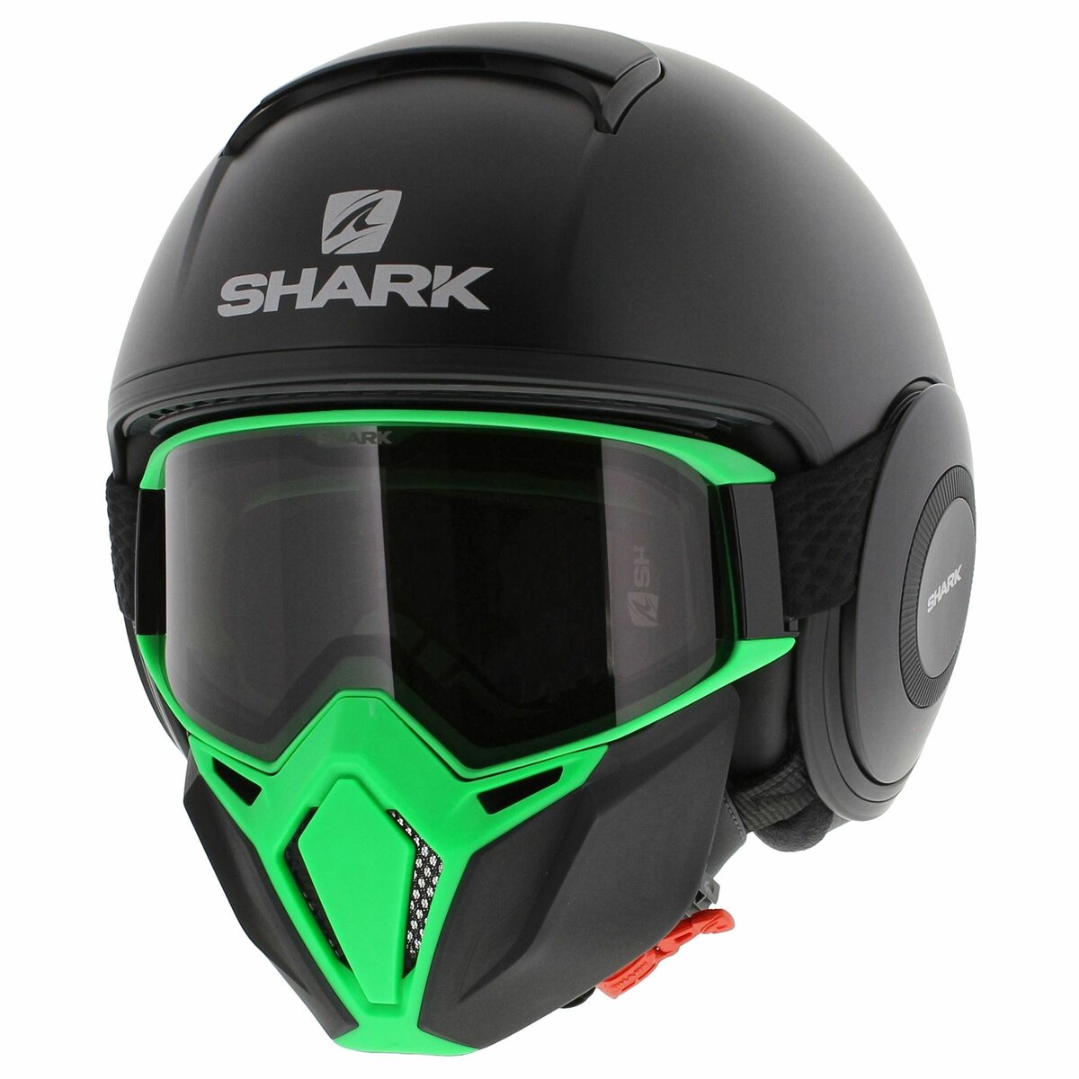 Shark Street Drak matt black green - Special Edition free Anthracite Mask