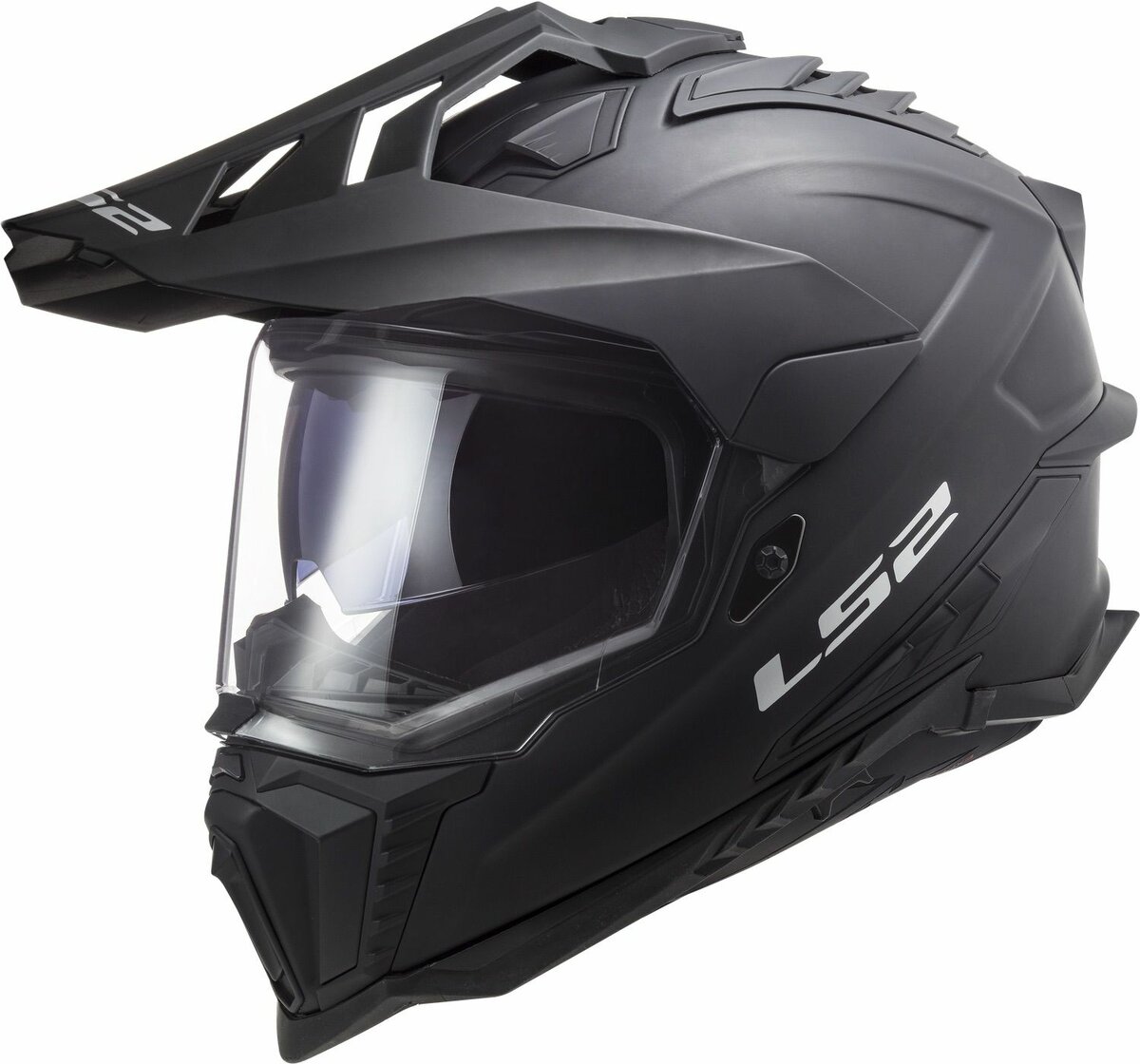 LS2 MX701 Explorer solid gloss matt black - Adventure helmet motorcycle