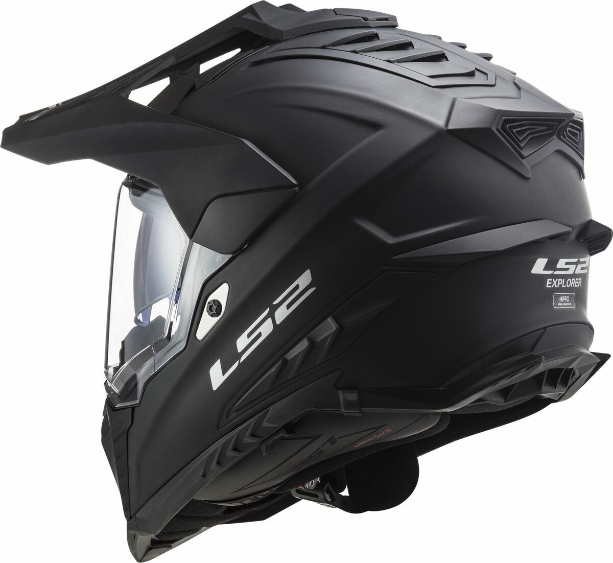 LS2 MX701 Explorer solid gloss matt black - Adventure helmet motorcycle
