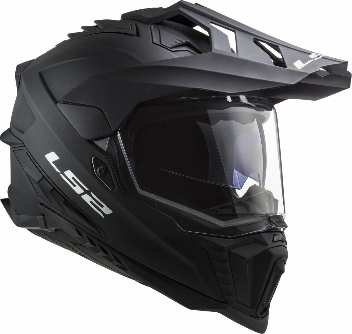 LS2 MX701 Explorer solid gloss matt black - Adventure helmet motorcycle